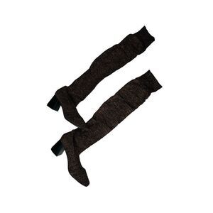 Room of Fashion Over The Knee Block Heel Glitter Thigh Boots Rose Gold 6 New